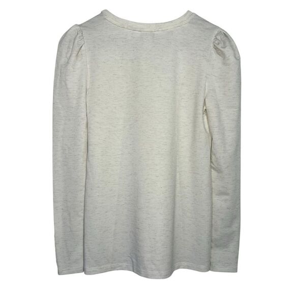 Liz Claiborne Puff Sleeve Sweatshirt Womens XS Heather Gray Rhinestone Button - Picture 4 of 7
